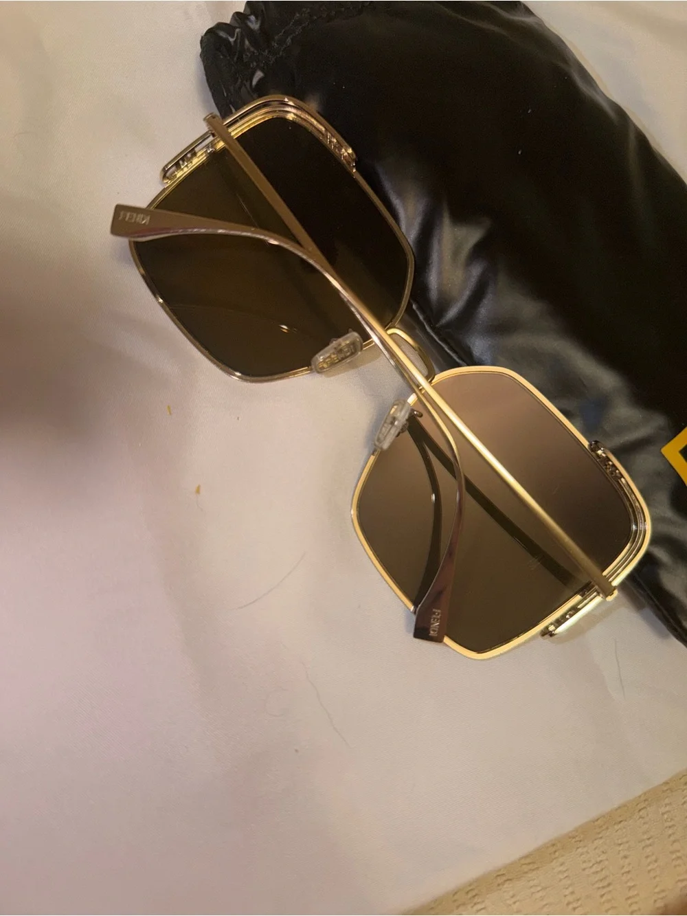 Fendi Gold Square Sunglasses with Gradient Gray Lenses